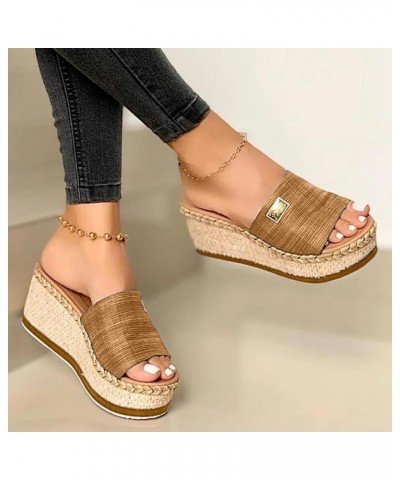 Women Platform Wedge Sandals Open Toe Footbed Casual Sandal Oversized Thick Sole Sloping Heels Fashionable Shoes Brown $11.94...