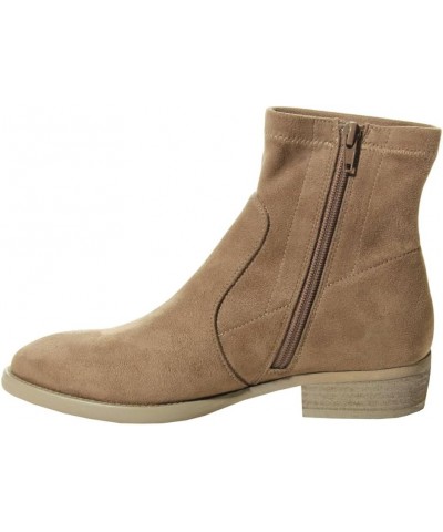 Womens Henson Zippered Casual Boots Ankle Low Heel 1-2" - Brown Taupe Punto Super Suede Stretch $51.29 Flats