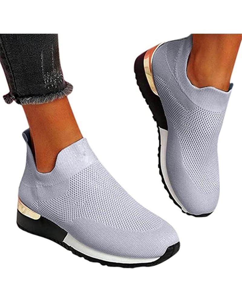 Gym Shoes For Women Workout Memory Foam Slip On Walking Shoes Casual Comfort Fashion Tennis Running Sneakers Grey $14.34 Fash...