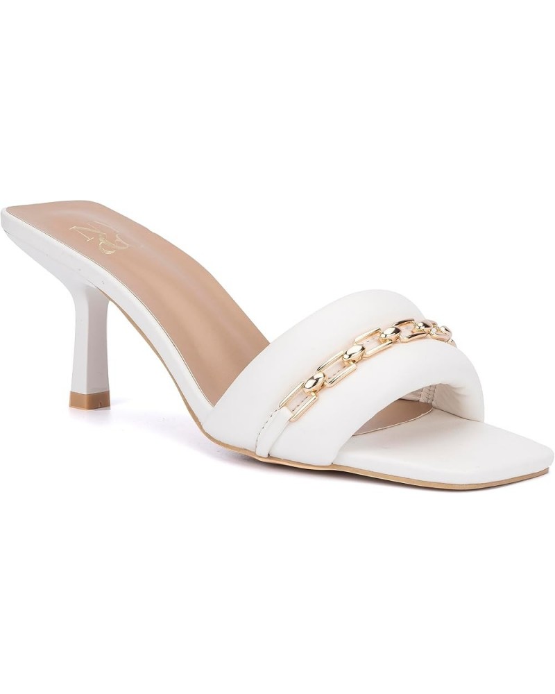 New York & Company Women's Blasie featuring a chain that creates a sleek and glamorous look White $26.49 Mules & Clogs