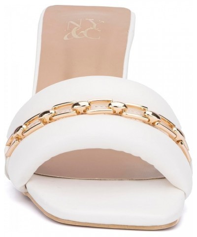 New York & Company Women's Blasie featuring a chain that creates a sleek and glamorous look White $26.49 Mules & Clogs