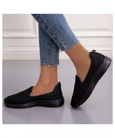 Slip on Sneakers Women Breathable Flying Woven Soft Sole Sport Shoes Casual Shoes Women's Mesh Flat Shoes Journey Black $13.7...