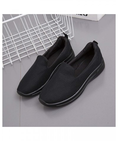 Slip on Sneakers Women Breathable Flying Woven Soft Sole Sport Shoes Casual Shoes Women's Mesh Flat Shoes Journey Black $13.7...