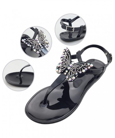 Flat Sandals, T Strap Dress Sandals, Adjustable Ankle Buckle Dress Thong Sandals with Strappy for Women Summer Black $8.81 Sl...