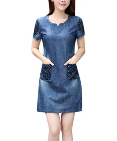 Long Sleeved Floral Women Cowboy Denim Elegant Dress Casual Women's Dress Striped Midi Dress Blue- Dress for Women 2024 $12.9...