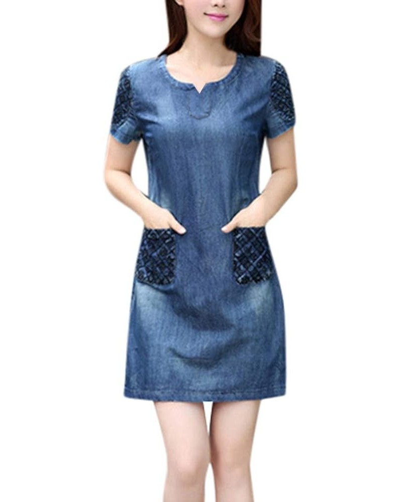 Long Sleeved Floral Women Cowboy Denim Elegant Dress Casual Women's Dress Striped Midi Dress Blue- Dress for Women 2024 $12.9...