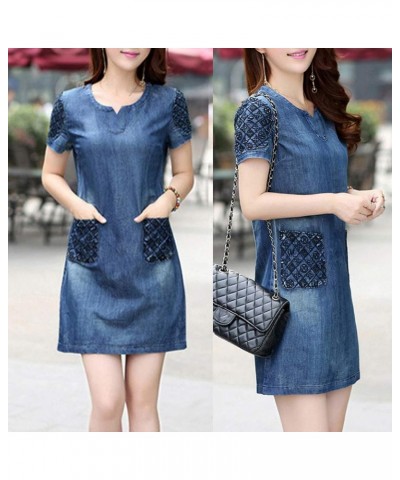 Long Sleeved Floral Women Cowboy Denim Elegant Dress Casual Women's Dress Striped Midi Dress Blue- Dress for Women 2024 $12.9...