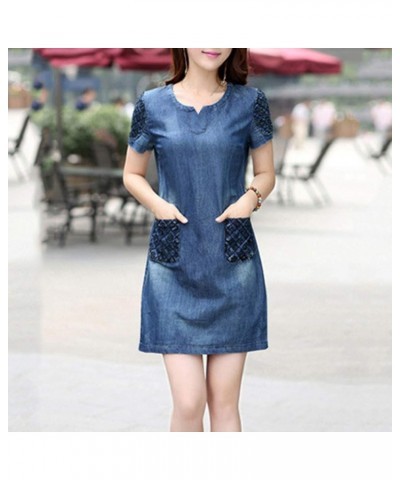 Long Sleeved Floral Women Cowboy Denim Elegant Dress Casual Women's Dress Striped Midi Dress Blue- Dress for Women 2024 $12.9...