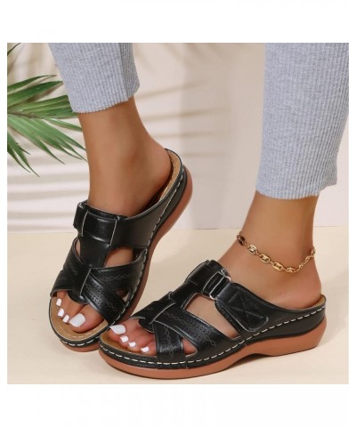 Orthopedic Sandals For Women Elegant Orthotic Flips Flops Arch Support Slides for Flat feet Plantar Fasciitis Black $7.07 Ath...