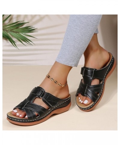 Orthopedic Sandals For Women Elegant Orthotic Flips Flops Arch Support Slides for Flat feet Plantar Fasciitis Black $7.07 Ath...