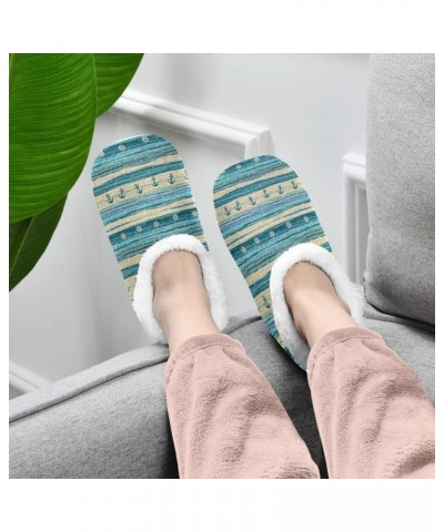 Nautical Winter House Slippers Indoor Fuzzy Feet Slippers with Gripper Anti-Skid Cozy Home Shoes Soft Sole Slippers for Bed B...