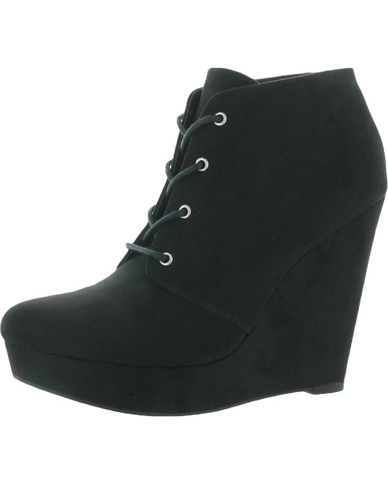 Womens Aheela Faux Suede Ankle Wedge Boots Black 5 Medium (B,M) $27.88 Boots