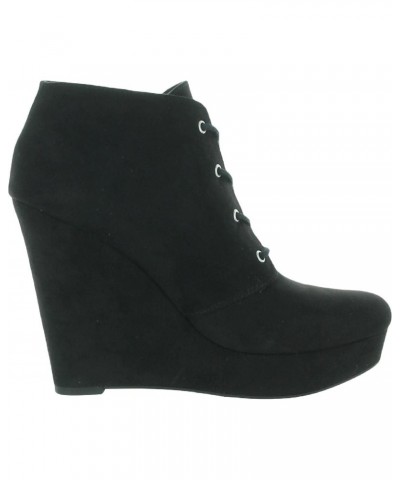 Womens Aheela Faux Suede Ankle Wedge Boots Black 5 Medium (B,M) $27.88 Boots