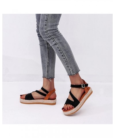 Women's Sandals Women's Comfort Ankle Strap Platform Sandals, Women's Open Toe Backstrap Espadrille Sandal, Summer Casual Fla...