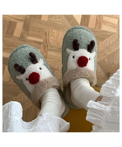 Female Cute Shoes Christmas Deer Slippers For Men And Women Winter Warm Cotton House Slippers Home Shoes Green,mint $12.00 Sl...