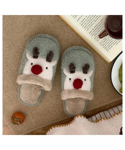 Female Cute Shoes Christmas Deer Slippers For Men And Women Winter Warm Cotton House Slippers Home Shoes Green,mint $12.00 Sl...