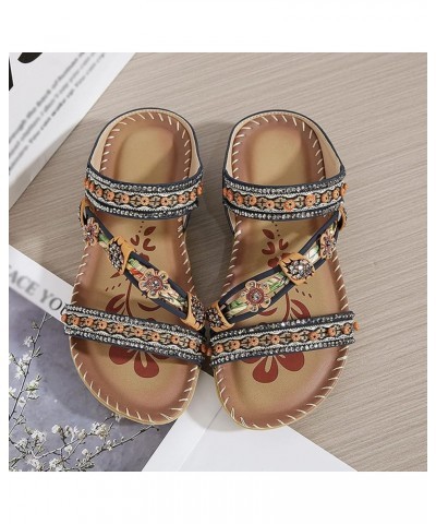 Men Sandals Flats For Women Dressy Comfortable Flip Flops Women Slides Step Up Exercise Platform Wedge Boots Women Clo Blue $...