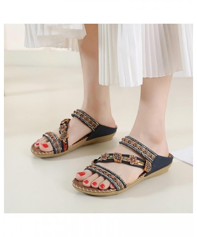 Men Sandals Flats For Women Dressy Comfortable Flip Flops Women Slides Step Up Exercise Platform Wedge Boots Women Clo Blue $...