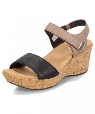 Women's Summer Wedge Soft Black Leather/Soft Stone Leather 41 $76.98 Sandals