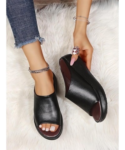 Orthopedic Sandals 2024 Summer Comfortable Orthotic Leather Wedges Slides Dressy Platform Heel Arch Support Slip Sandals Blac...