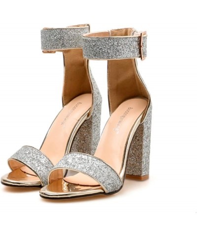 Womens Gladiator Sandals, Women's Sandals With Large Summer Ethnic Color Bow Tie Chunky Heel Sandals Z 03-silver $15.79 Sandals