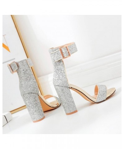 Womens Gladiator Sandals, Women's Sandals With Large Summer Ethnic Color Bow Tie Chunky Heel Sandals Z 03-silver $15.79 Sandals