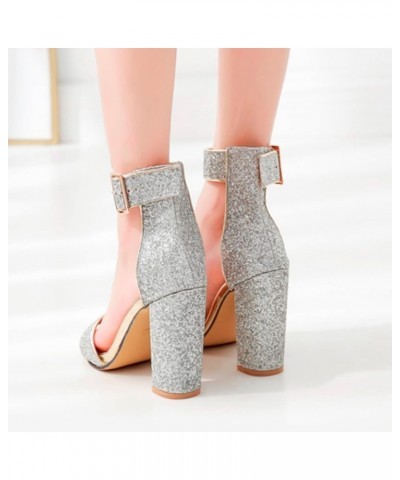 Womens Gladiator Sandals, Women's Sandals With Large Summer Ethnic Color Bow Tie Chunky Heel Sandals Z 03-silver $15.79 Sandals