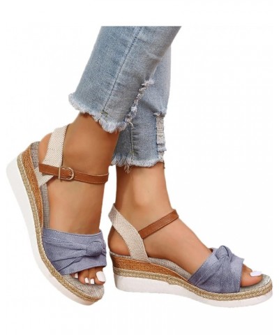 Womens Sandals Orthopedic Slip On Wedge Sandals Open Toe Low Heel Sandals Band Sandals with Arch Support A07-gray $11.75 Sandals