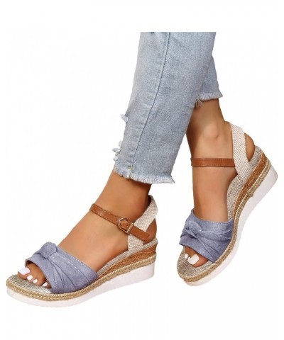 Womens Sandals Orthopedic Slip On Wedge Sandals Open Toe Low Heel Sandals Band Sandals with Arch Support A07-gray $11.75 Sandals