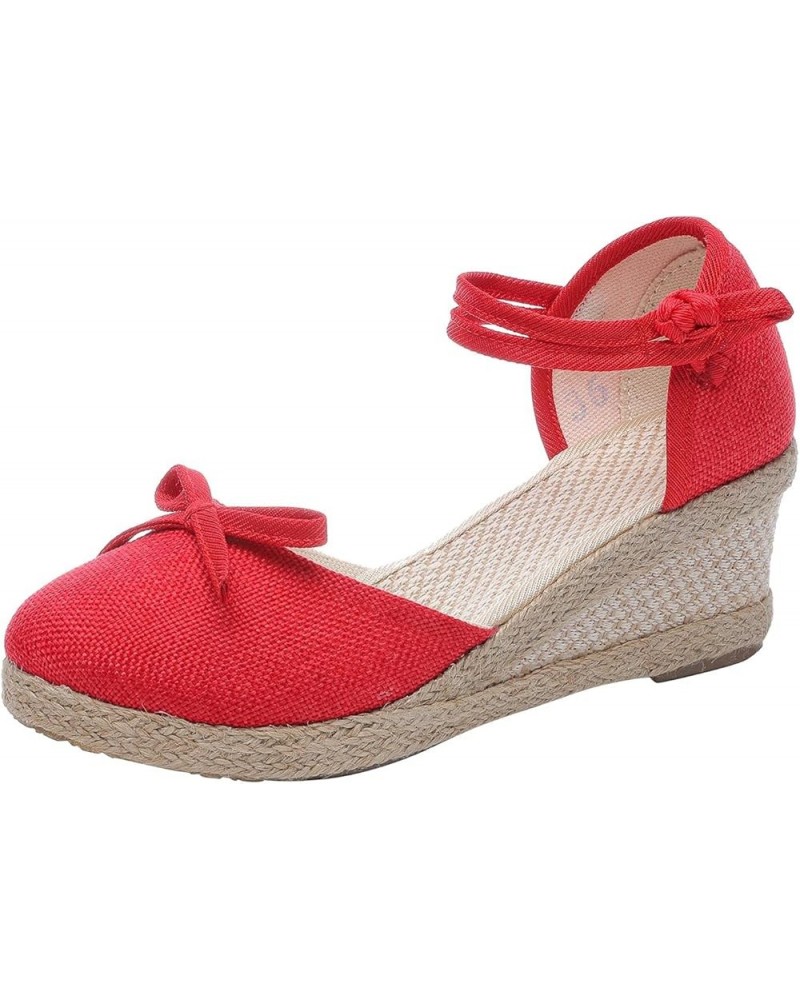 Deadlift Platform Slip On Wedges For Women Size 5 Platform Women Sandals Men Sandals Heeled Sandals For Women Beach Wo E-red ...