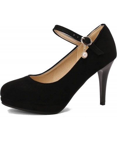 Stiletto Heel Mary Janes Ladies Ankle Strap Pumps Black $23.91 Pumps