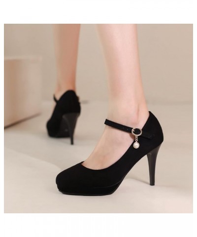 Stiletto Heel Mary Janes Ladies Ankle Strap Pumps Black $23.91 Pumps