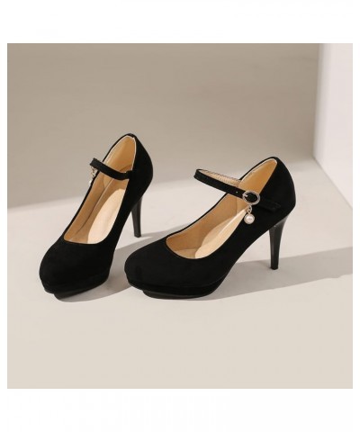 Stiletto Heel Mary Janes Ladies Ankle Strap Pumps Black $23.91 Pumps