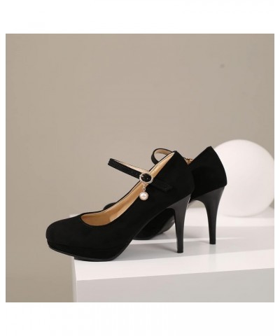 Stiletto Heel Mary Janes Ladies Ankle Strap Pumps Black $23.91 Pumps