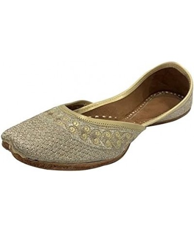 Women's Punjabi Juttis for Women Handmade Sandals Zari Soft Flat Ethnic Shoes Indian Gold Traditional Jootis $19.35 Sandals