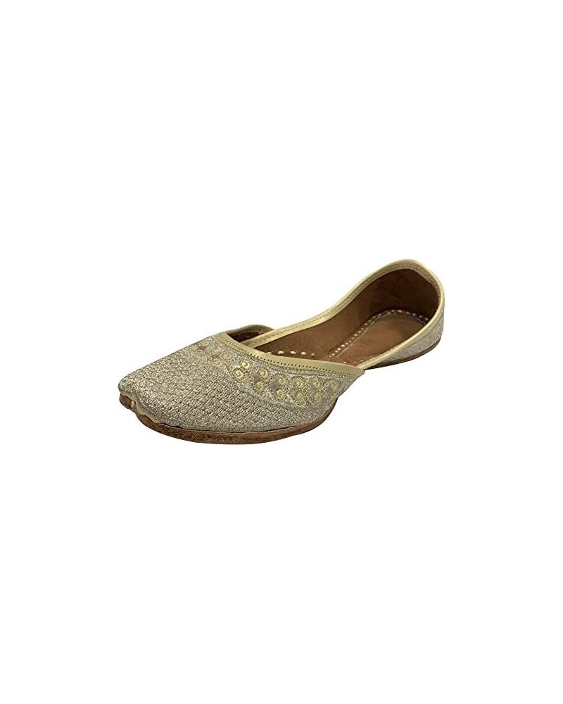 Women's Punjabi Juttis for Women Handmade Sandals Zari Soft Flat Ethnic Shoes Indian Gold Traditional Jootis $19.35 Sandals