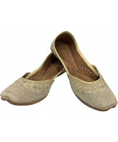 Women's Punjabi Juttis for Women Handmade Sandals Zari Soft Flat Ethnic Shoes Indian Gold Traditional Jootis $19.35 Sandals