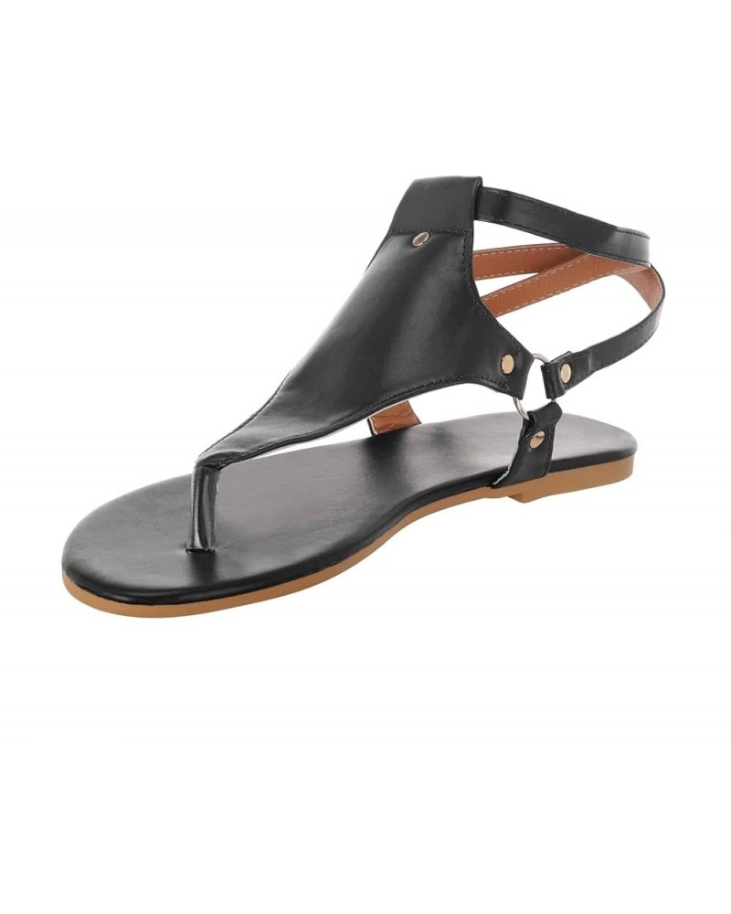 Sandals for Women Casual Summer Roman Open Toe Sandals Buckle Strap Leather Flat Sandal Walking Retro Women Fashion Slingback...