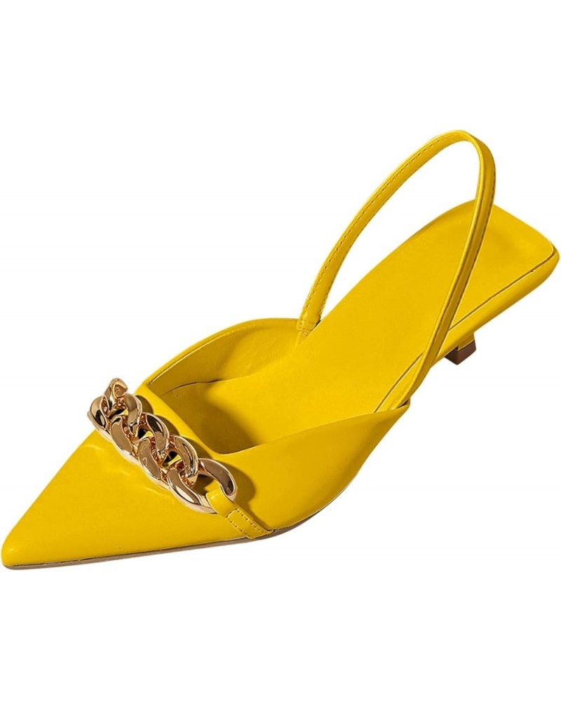 Womens Sandals Ladies Fashion Summer Solid Color Sequin Pointed Thick High Heeled Casual Sandals H33-yellow $16.99 Sandals