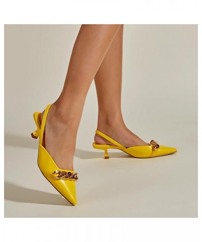 Womens Sandals Ladies Fashion Summer Solid Color Sequin Pointed Thick High Heeled Casual Sandals H33-yellow $16.99 Sandals