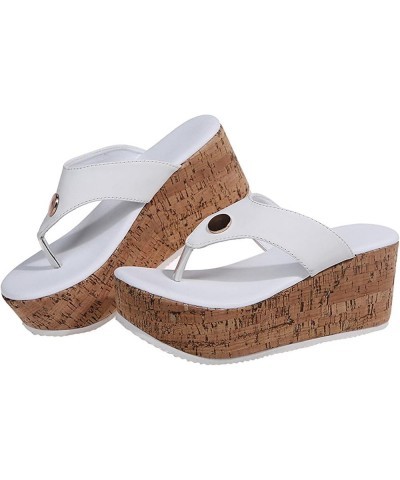 Women's Platform Wedge Sandals Lazy Slip On Flip Flops Clip On Arch Support Soft Soles Casual Beach Thong Slippers lightweigh...