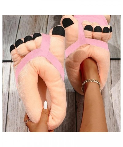 Cartoon Detail Novelty Slippers For Women And Men Warm Cotton Soft Plush Home Womens Slippers Size 12 Wide Pink $8.08 Slippers