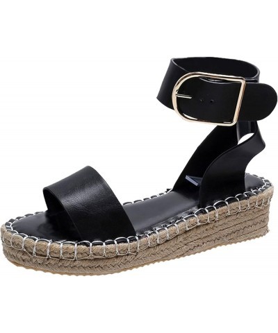 Women's Wedge Platform Sandals Casual Shoes Breathable Thick-soled Wedges Leisure Sandals Black $15.19 Sandals