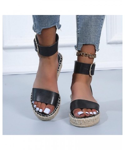 Women's Wedge Platform Sandals Casual Shoes Breathable Thick-soled Wedges Leisure Sandals Black $15.19 Sandals