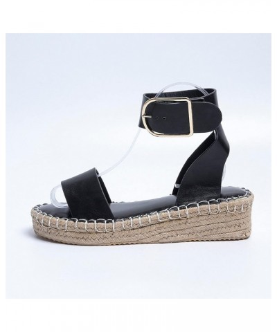 Women's Wedge Platform Sandals Casual Shoes Breathable Thick-soled Wedges Leisure Sandals Black $15.19 Sandals