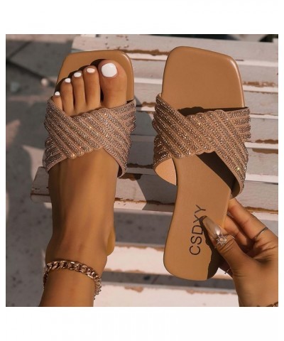 Dressy Sandals for Women Low Heel Size 12 Women Sandals Fashion New Pattern Simple And Comfortable Square Wedding Shoes Khaki...