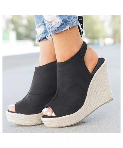 Sandals Women Summer Sandals for Women Dressy Summer Women's Wedge Sandals Platform Ankle Strap Wedge Sandals,d Black $14.56 ...