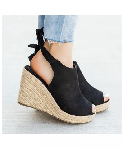 Sandals Women Summer Sandals for Women Dressy Summer Women's Wedge Sandals Platform Ankle Strap Wedge Sandals,d Black $14.56 ...