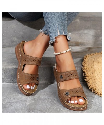 Shoes for Diabetic Women Walking Sandals for Women Size 12 Brown Sandals Women Dressy Wedge Dressy Summer Sandals with Small ...