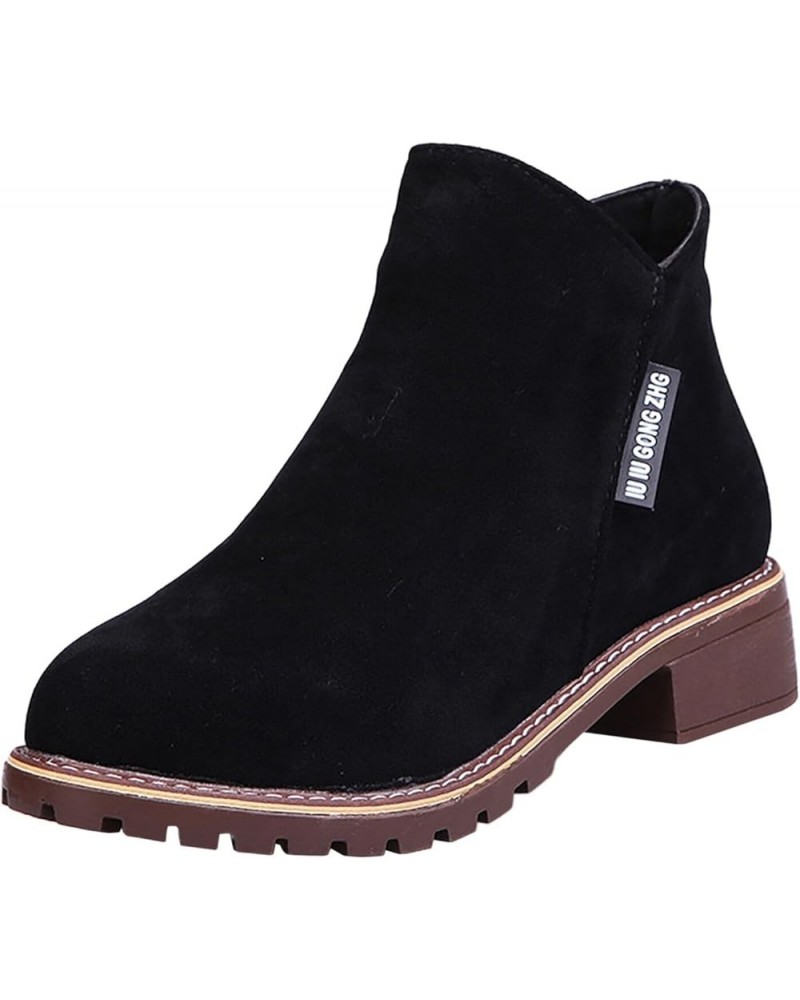 Women's Ankle Boots Round Toe Chunky Heel Comfy Slip on Booties Ladies Dress Boots 2023 Fashion Boot Black $15.78 Boots